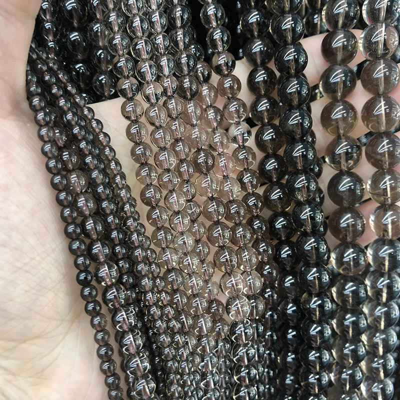 Рисунок 6 - Круглые Бусины Из дымчатого кварца 4