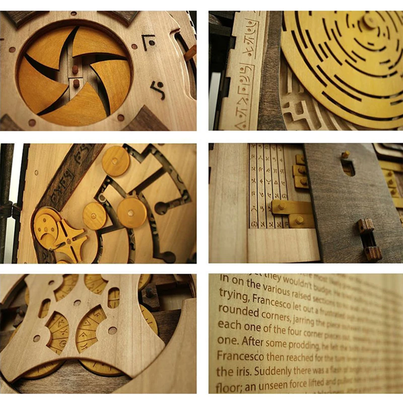 Rompecabezas de madera del Codex para adultos, rompecabezas de madera DIY, libro de c&oacute;digos de alta dificultad, juguetes interesantes de decodificaci&oacute;n-3