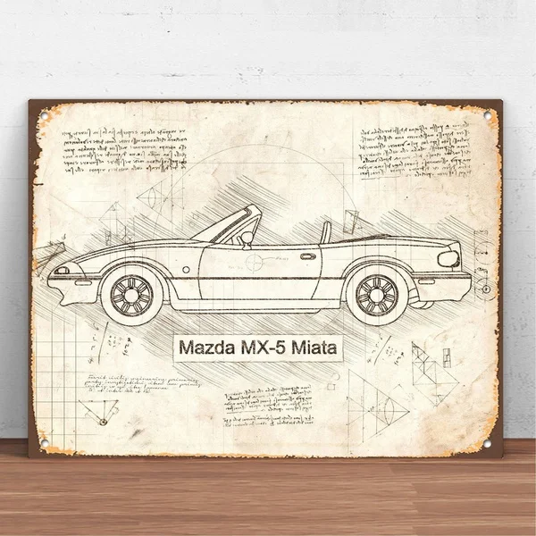 

Винтажный стиль ретро Mazda MX-5 Miata (1989 - 98) Автомобильный металлический жестяной знак металлический знак Настенный декор модный художественный...