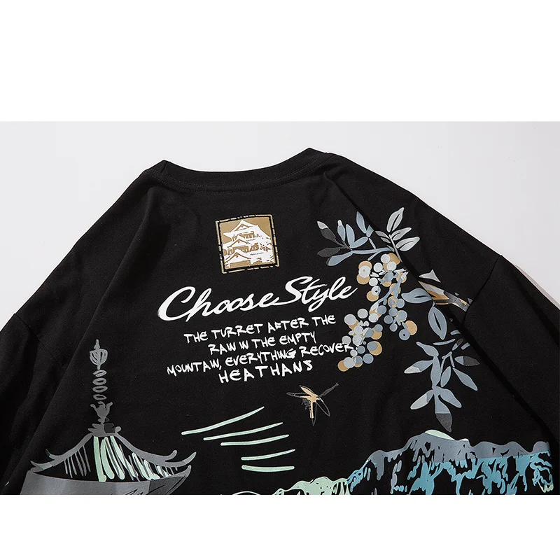 

Harajuku T-shirt Hip Hop Streetwear Oversize Japanese Style Men's Tshirt Cotton Round Neck Couple Short Sleeve Tops 2021 Summer