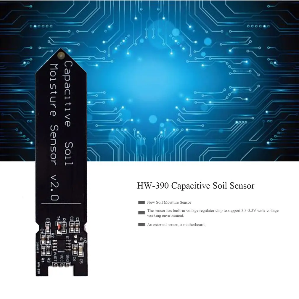 Hw-390 Capacitive Soil Moisture Sensor Not Easy To Corrode Wide Voltage Operation Wire Feeding Black | Электроника
