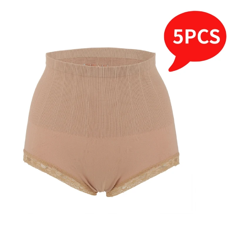 5pcs Dark Skin Треугольный корсет для коррекции живота, бандаж для живота, женский пояс с высокой талией, трусики для коррекции живота, корсет для связывания, пояс для послеродового пояса - Цвет: 5pcs Dark Skin