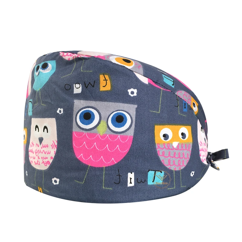 

Clearance!1PC Women Men Bandage Cotton Cartoon Print Nurse Hat Adjustable Scrub Hat Beauty Salon Working Caps Gorro quirrgico