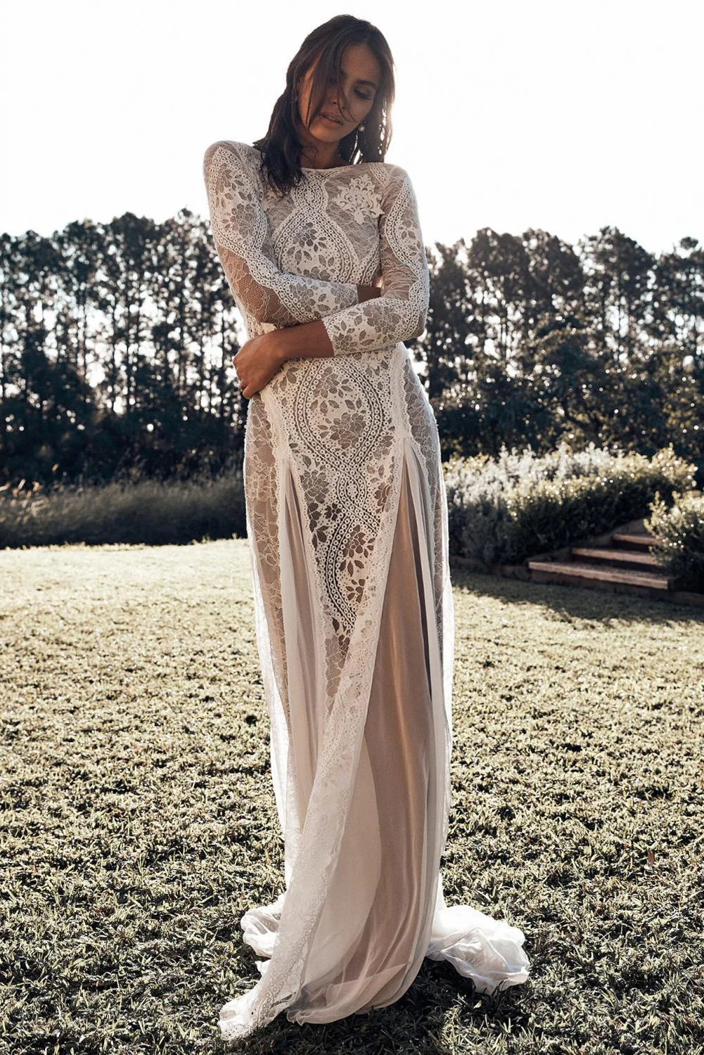 Echoine свадебное платье с длинным рукавом и цветочным кружевом женское сексуальное