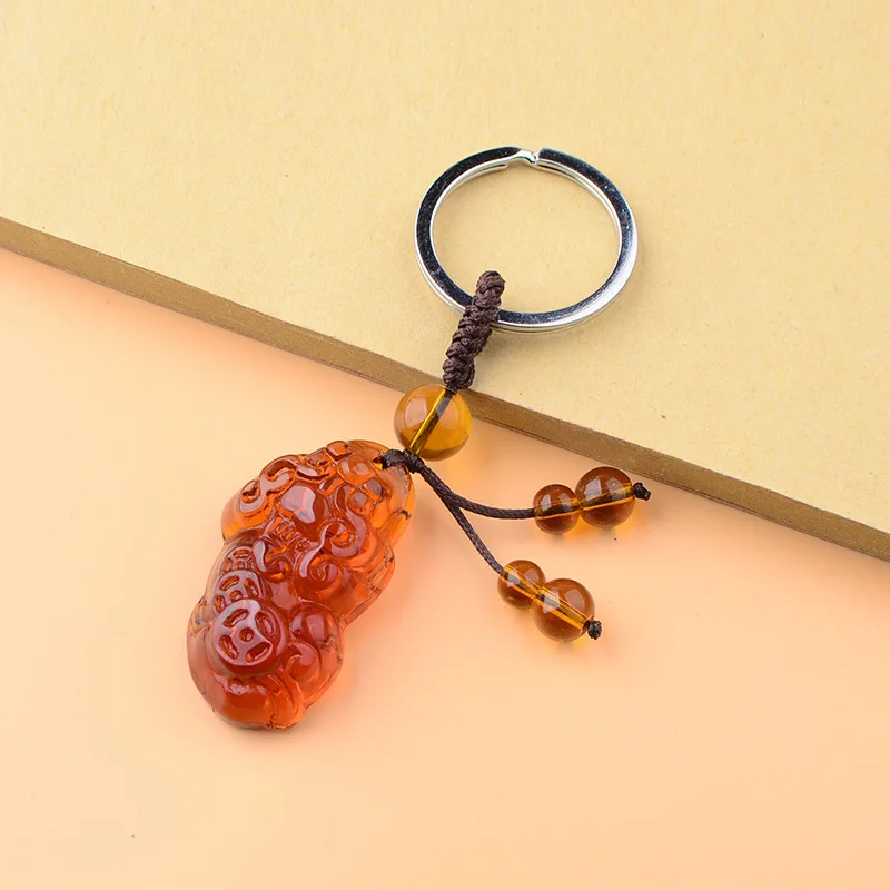 Creative Car Keychain Pendant High-end Pixiu Crystal Glass Ornaments Lucky Men and Women Gift | Key Chains