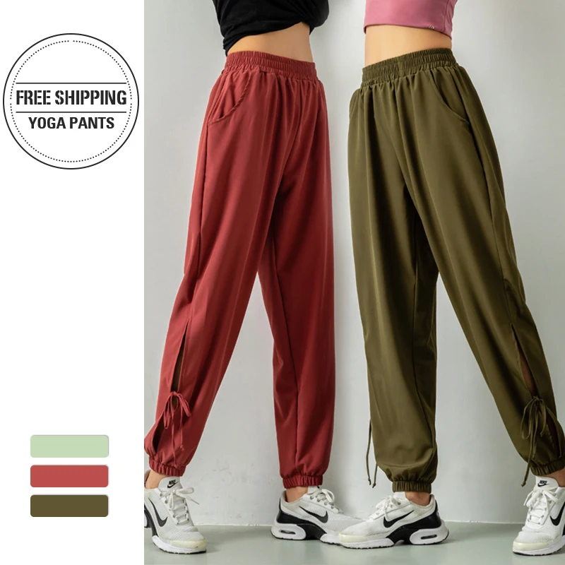 Женские штаны для бега тренировочные спортивные свободные йоги брюки султанки