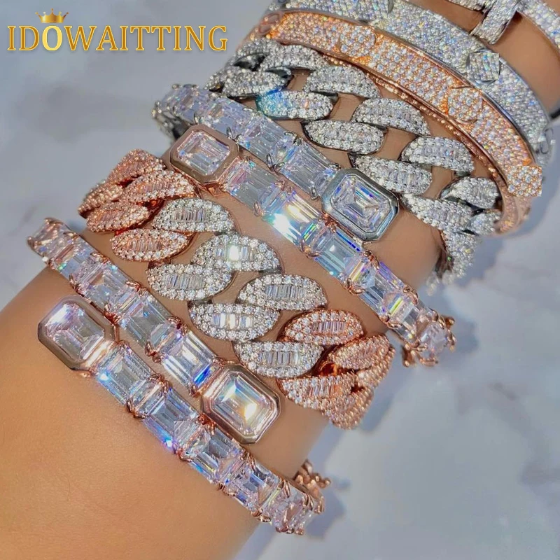 

Браслет мужской из кубинской цепи Майами, Ювелирное Украшение в стиле хип-хоп с полным кубическим цирконием, сверкающая Прямоугольная форм...