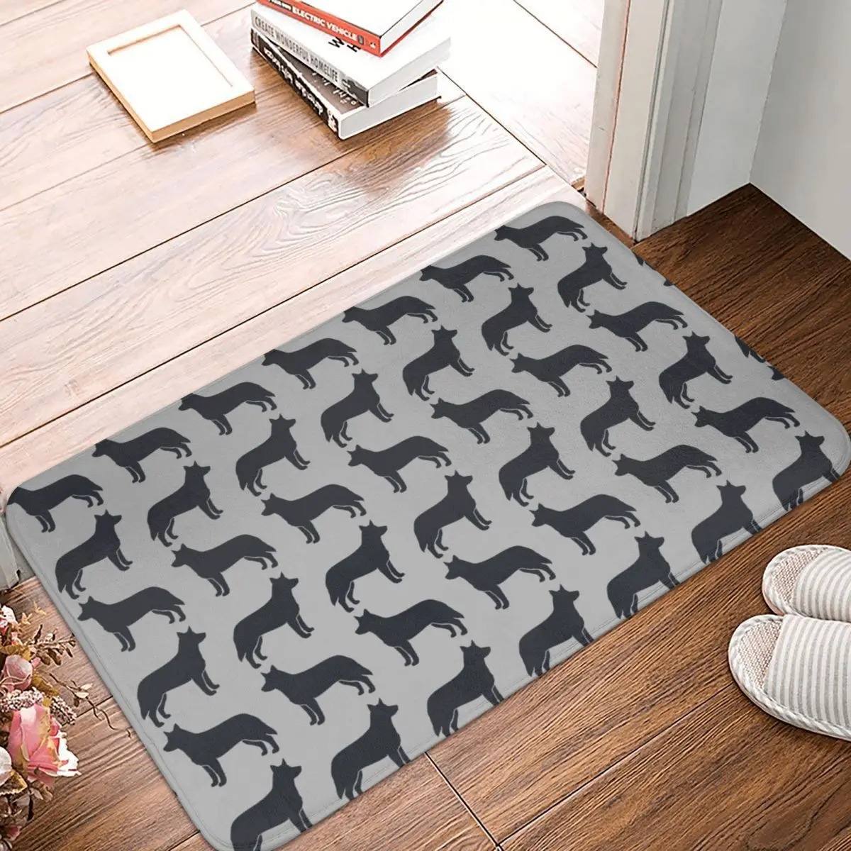 

Australian Cattle Dog Silhouettes Doormat Carpet Mat Rug Polyester PVC Non-Slip Floor Decor Bath Bathroom Kitchen Balcony 40*60