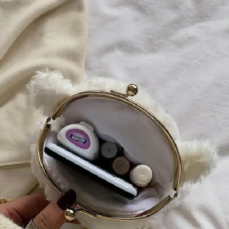 

HKSNG 22cm Sheep Cartoon Stuffed Animal Plush Backpack Fashion Phone Coin Chain School Bag Toy For Children Gift For Girl Women