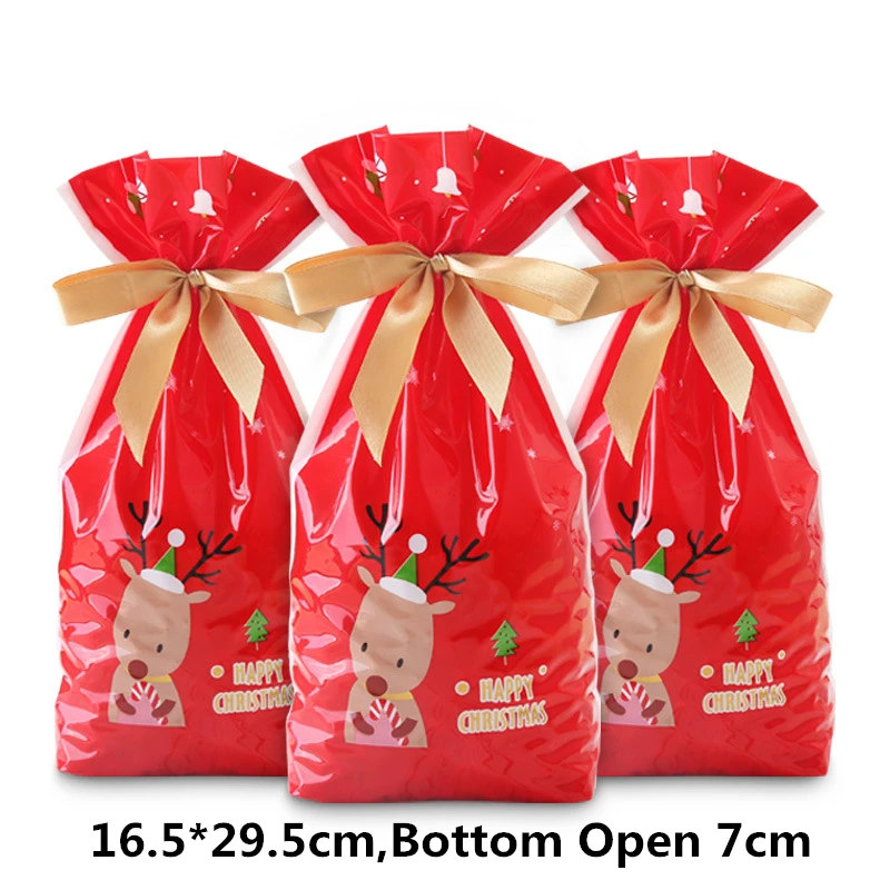 Red Big Size 5/10 шт. Веселый Рождественский подарок сумки с рождественскими конфетами, шоколадное печенье сумки Санта Клаус елка Упакованные мешоки с год - Цвет: Red Big Size
