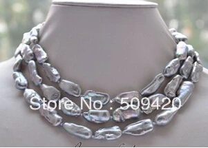 Бесплатная доставка&gt 48 &quot25 мм dens серая пресная вода жемчужина бива ожерелье |