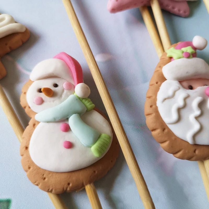 1 шт. милый медведь Дерево Санта Снеговик торт Топпер мягкие керамические