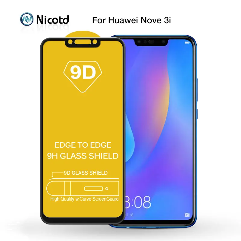 9D изогнутое полное покрытие Защитное стекло для huawei Nova 3i Защита экрана