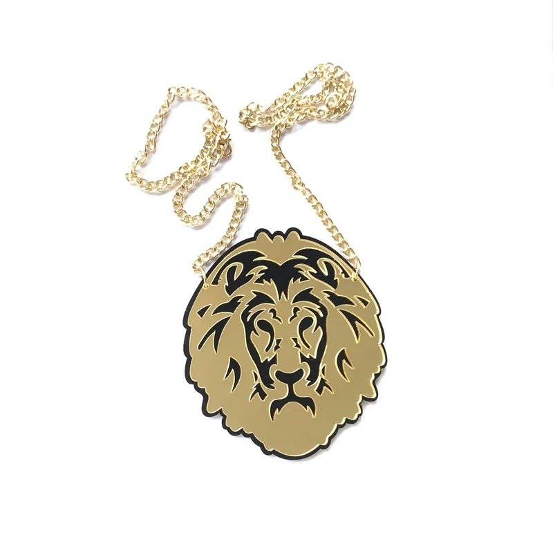 Модное акриловое женское ожерелье с изображением животного льва и леопарда |