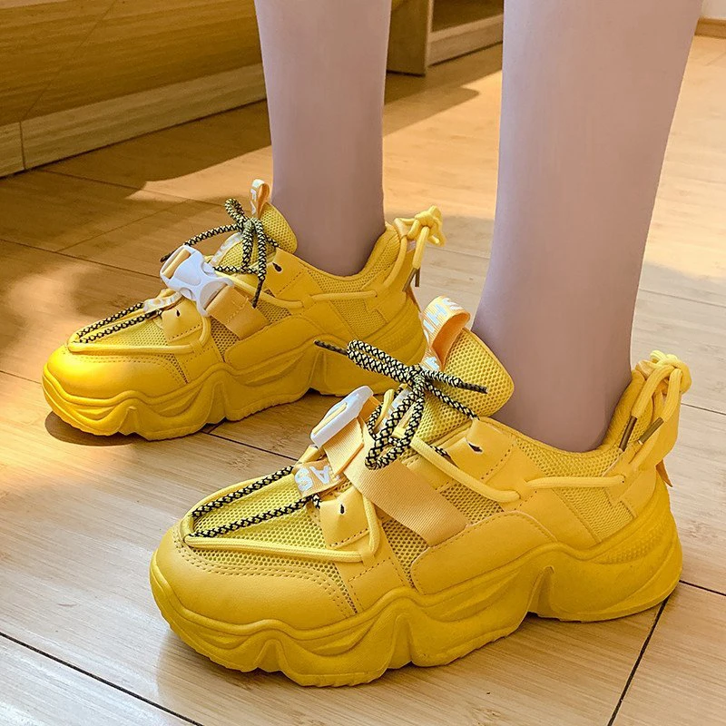 Кроссовки женские сетчатые на толстой подошве повседневная обувь для тренировок