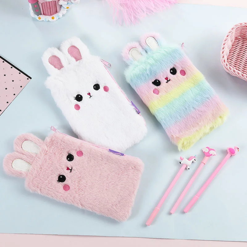 

Cartoon Student Pencil Case Large Capacity Pen Bag Stationery Bag Girl Cute Plush Storage Bag