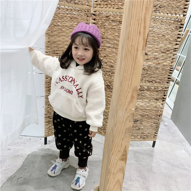 2019 Зима Новое поступление корейский стиль утолщенные буквы вышивка с капюшоном