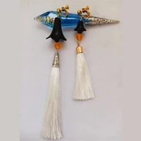 genshin impact zhongli cosplay prop earings ear clips hook jewelry cosplay custome accessory tassel pendant fan collection gift