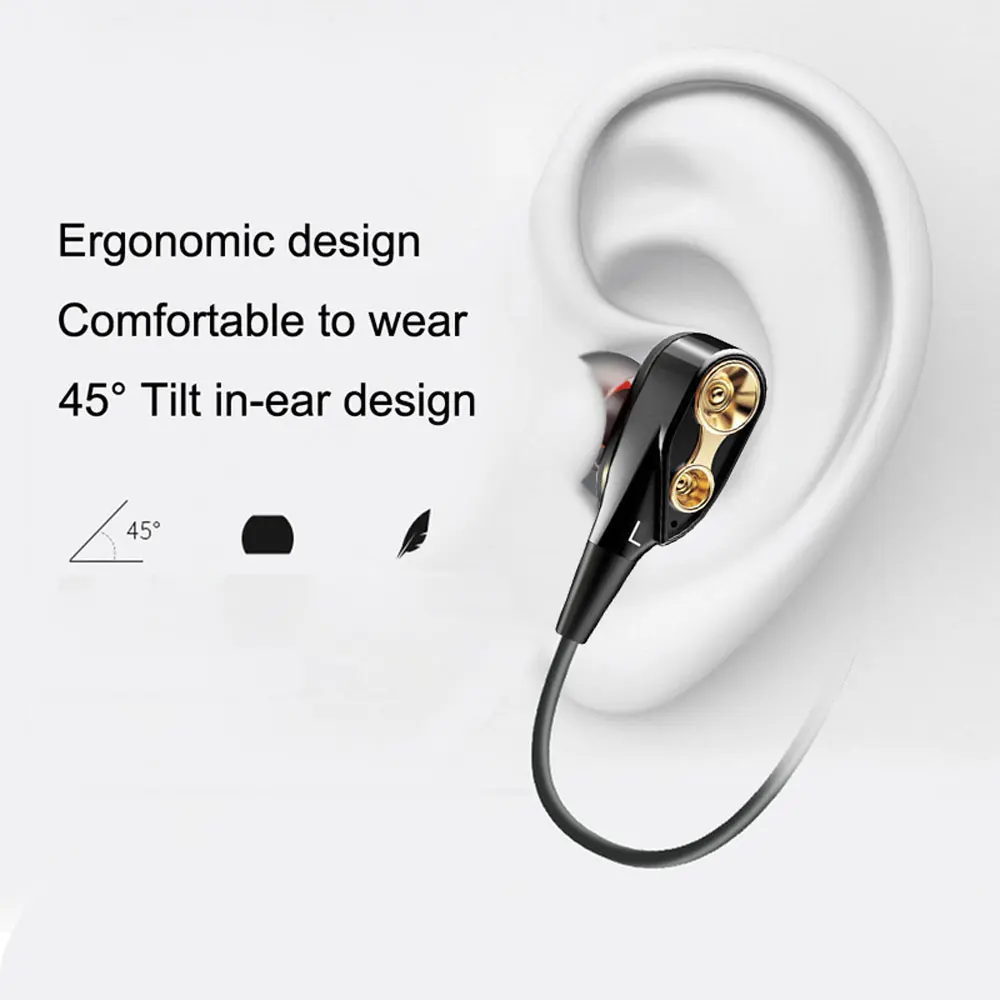 Наушники с двойным драйвером спортивные наушники вкладыши защитой от пота для