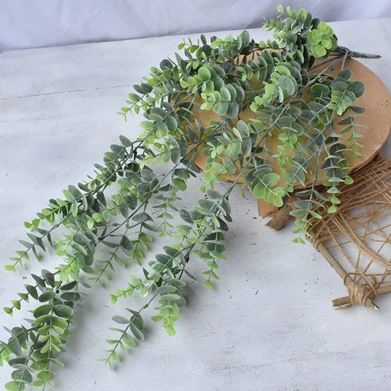 

2Pcs Artificial Eucalyptus Vine Garland Plant Fake Hanging Plants 29.5 inch for Indoor Outdoor Front Porch Flower Decor