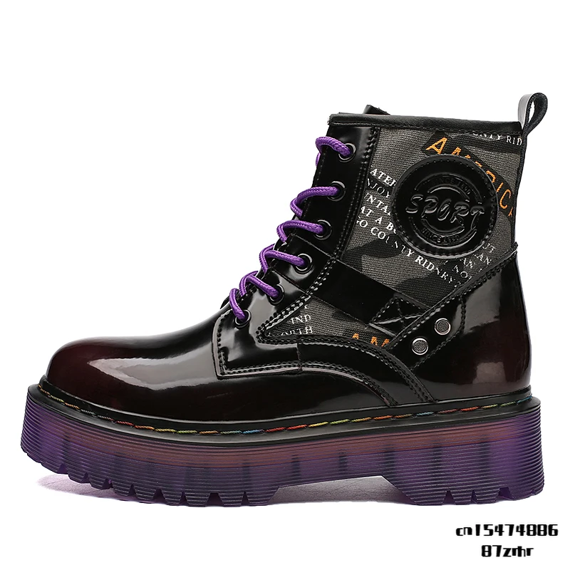 

New Style Women's Boots Thick-soled Lace-up Boots PU Shoes Fashion Casual Size 35-42women's Shoes Zapatos De Mujer