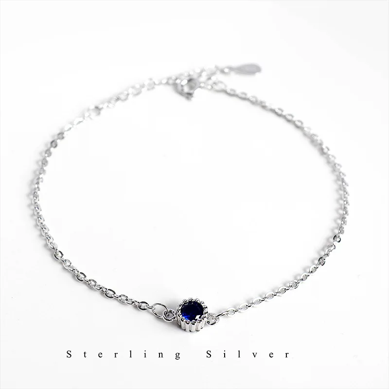 

Small Blue Zircon Bracelet Link Chain Bracelet For Women 925 Sterling Silver Gift Retro Luxury Jewelry Party Gifts