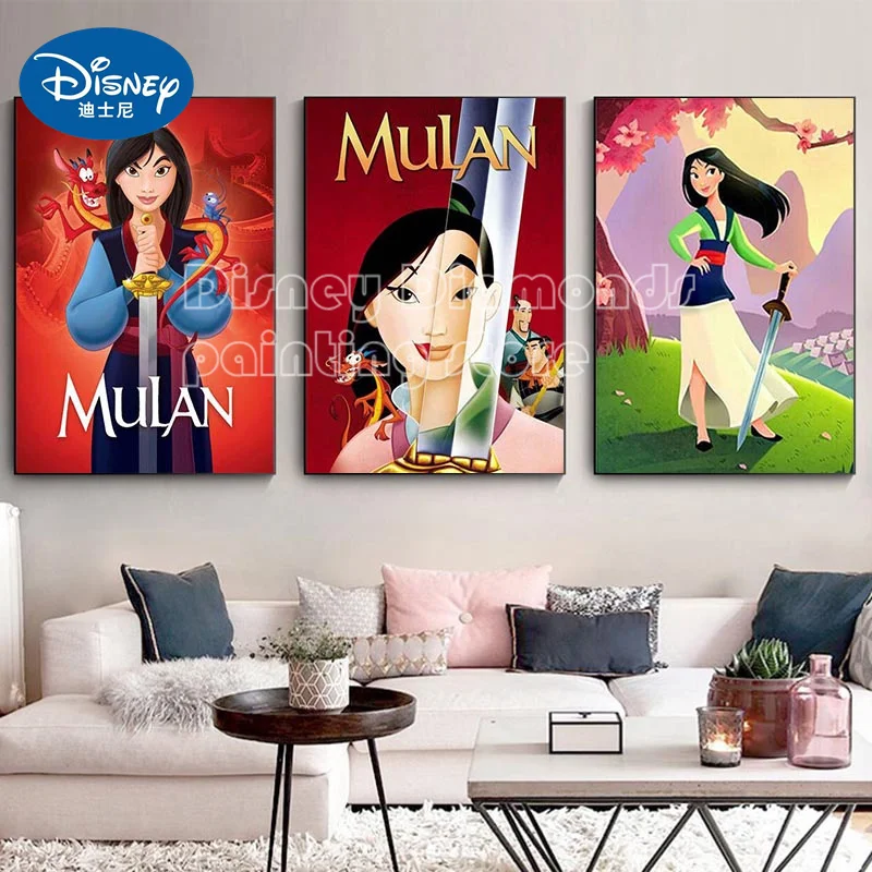 

Цифровая картина маслом Disney Comics Mulan, мультяшный плакат для спальни, украшение для дома, настенное искусство, картина для украшения гостиной