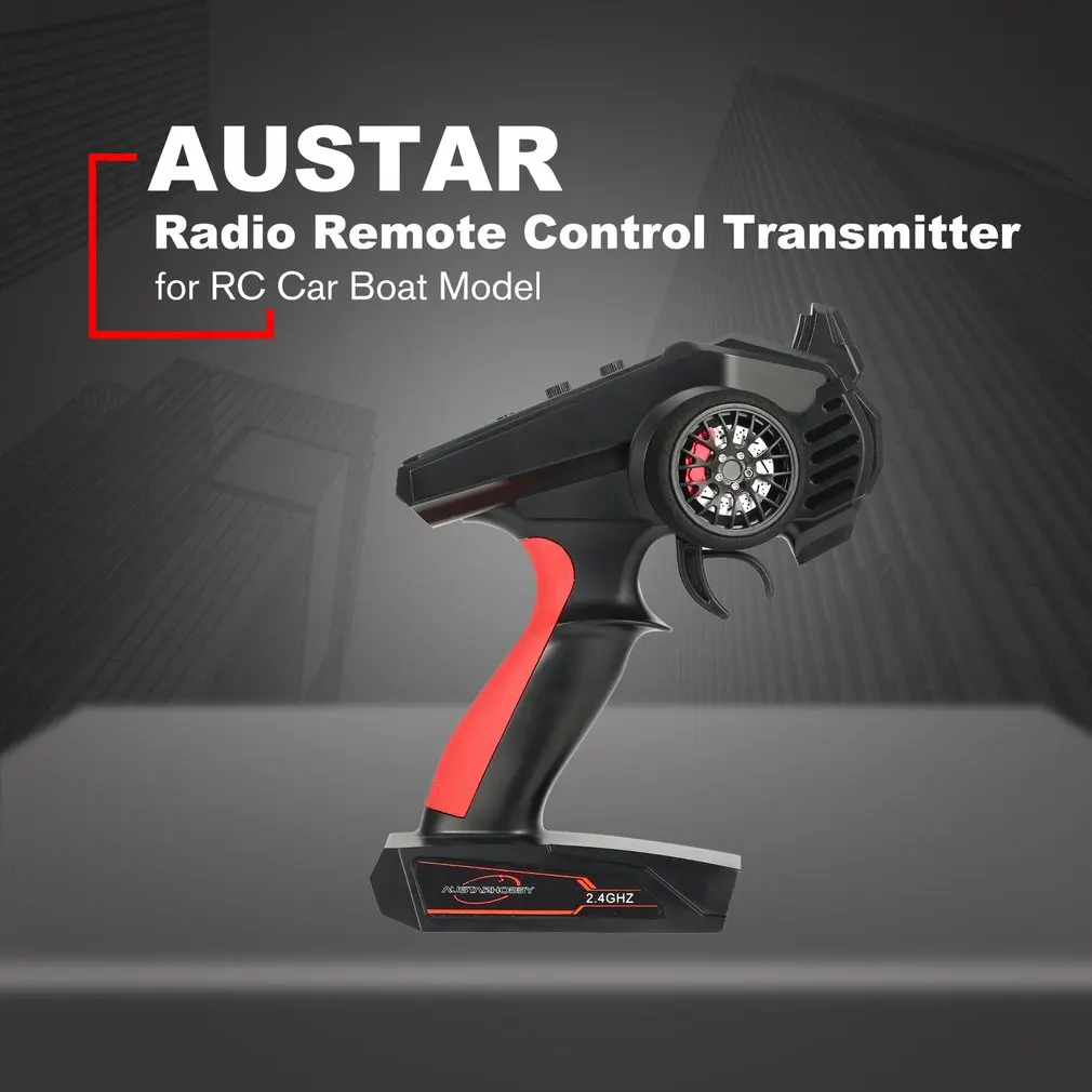 Радиоуправляемый передатчик AUSTAR 2,4 4CH с приемником AX6s для радиоуправляемого автомобиля, внедорожника, лодки, модель радиоуправляемого грузовика, запчасти - Цвет: Черный