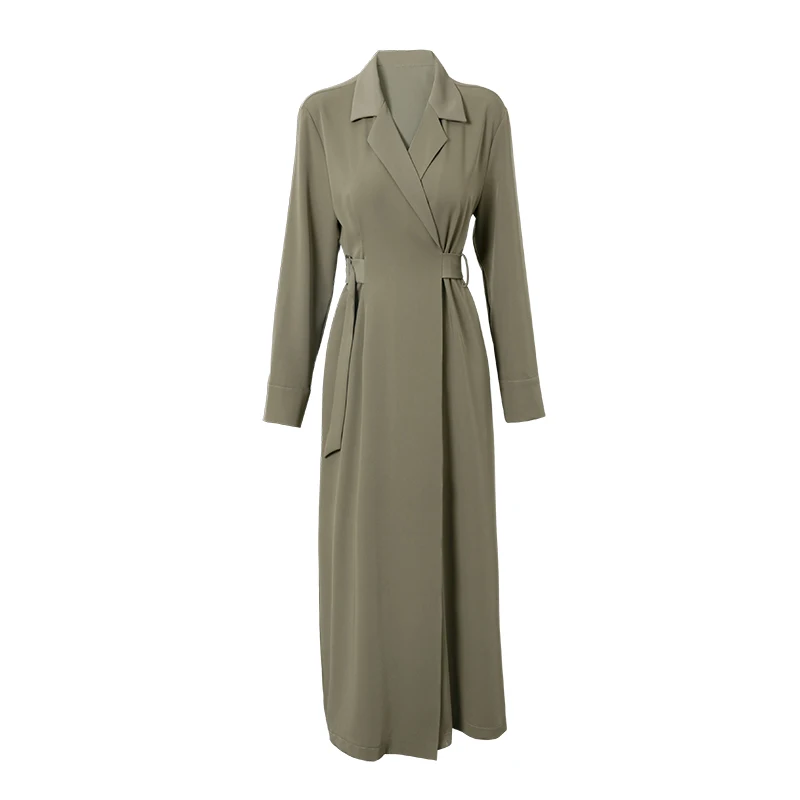 

Solid Elegant Dress Women Autumn Bandage Midi Split Dress Office Lady Designer Casual Korean Style One-piece Dress Female 2020