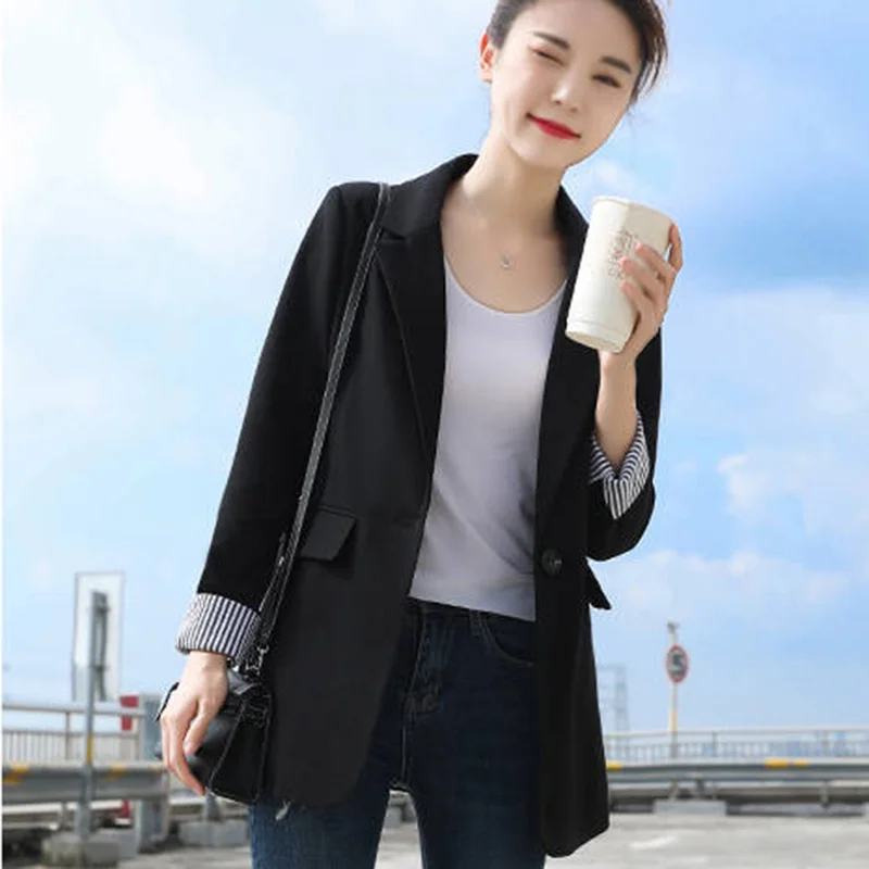 Высокое качество женские черные блейзеры пальто Новое поступление 2020 Весенняя