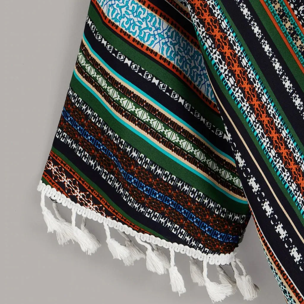 JAYCOSIN женская блузка с кисточками богемная коротким рукавом Свободное пальто