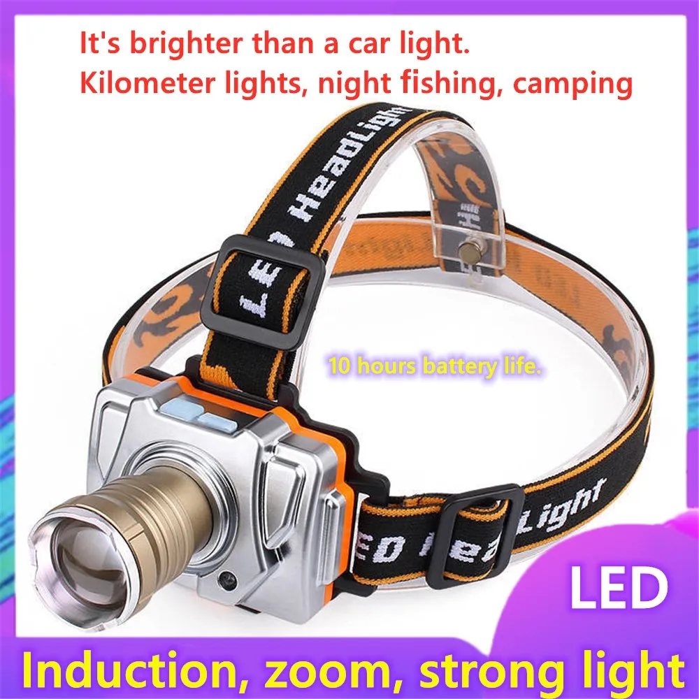 

Zoom Headlight Strong Light LED Outdoor Lighting Miner's Lamp Super Bright Head-Mounted Flashlight Induction Night Lamp