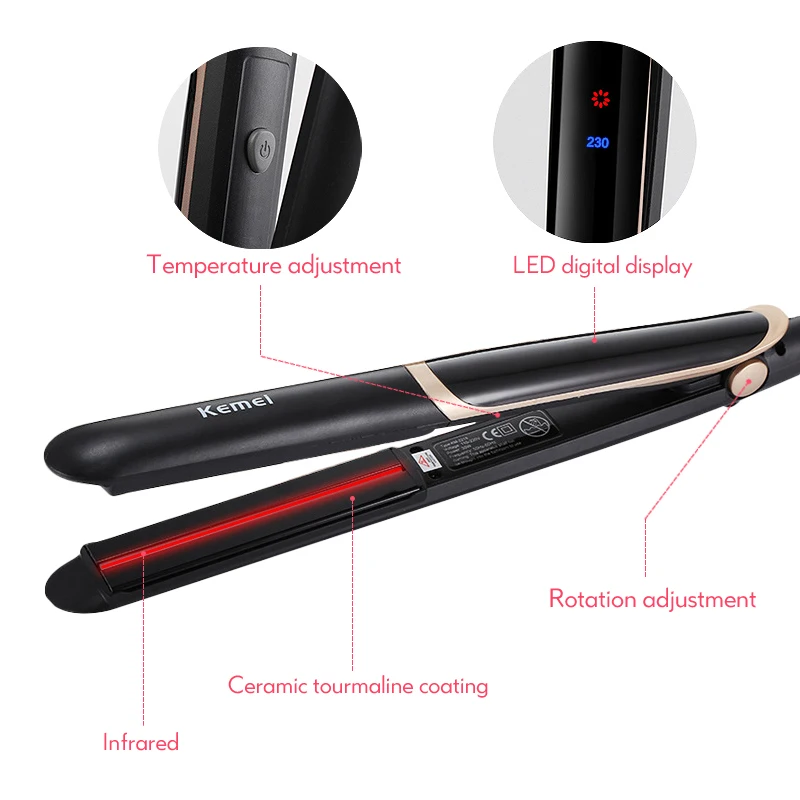 

Professional Hair Straightener Electric Hair Curler Flat Iron Negative Ion Hair Straighting Curling Iron with LED Display 40D