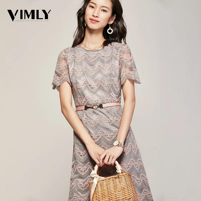 Женское кружевное платье Vimly летнее ажурное с поясом Женские платья