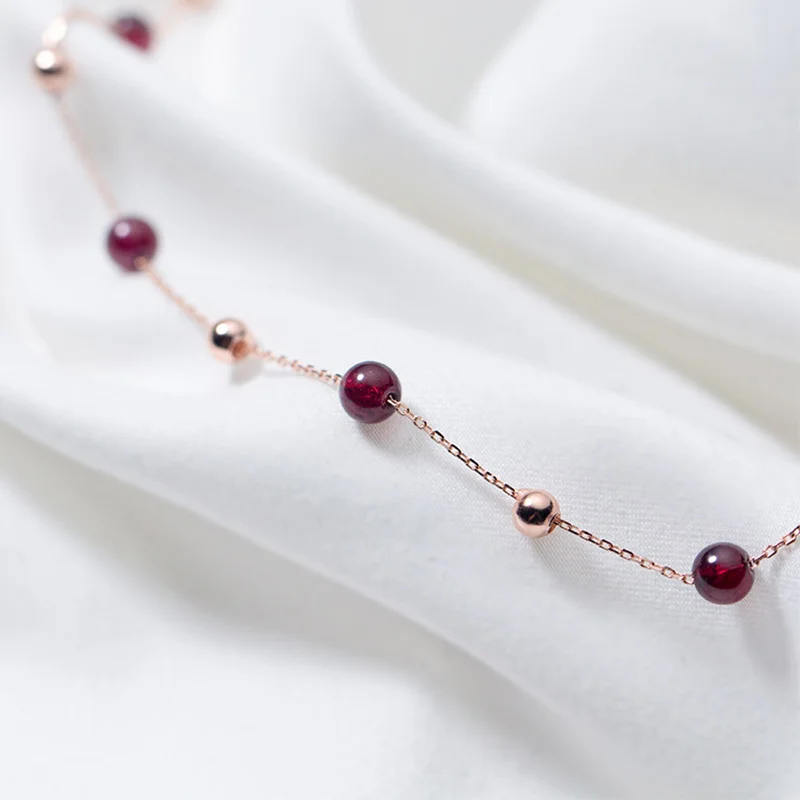 Ожерелье из стерлингового серебра 925 пробы цепь ручной работы каменные бусины