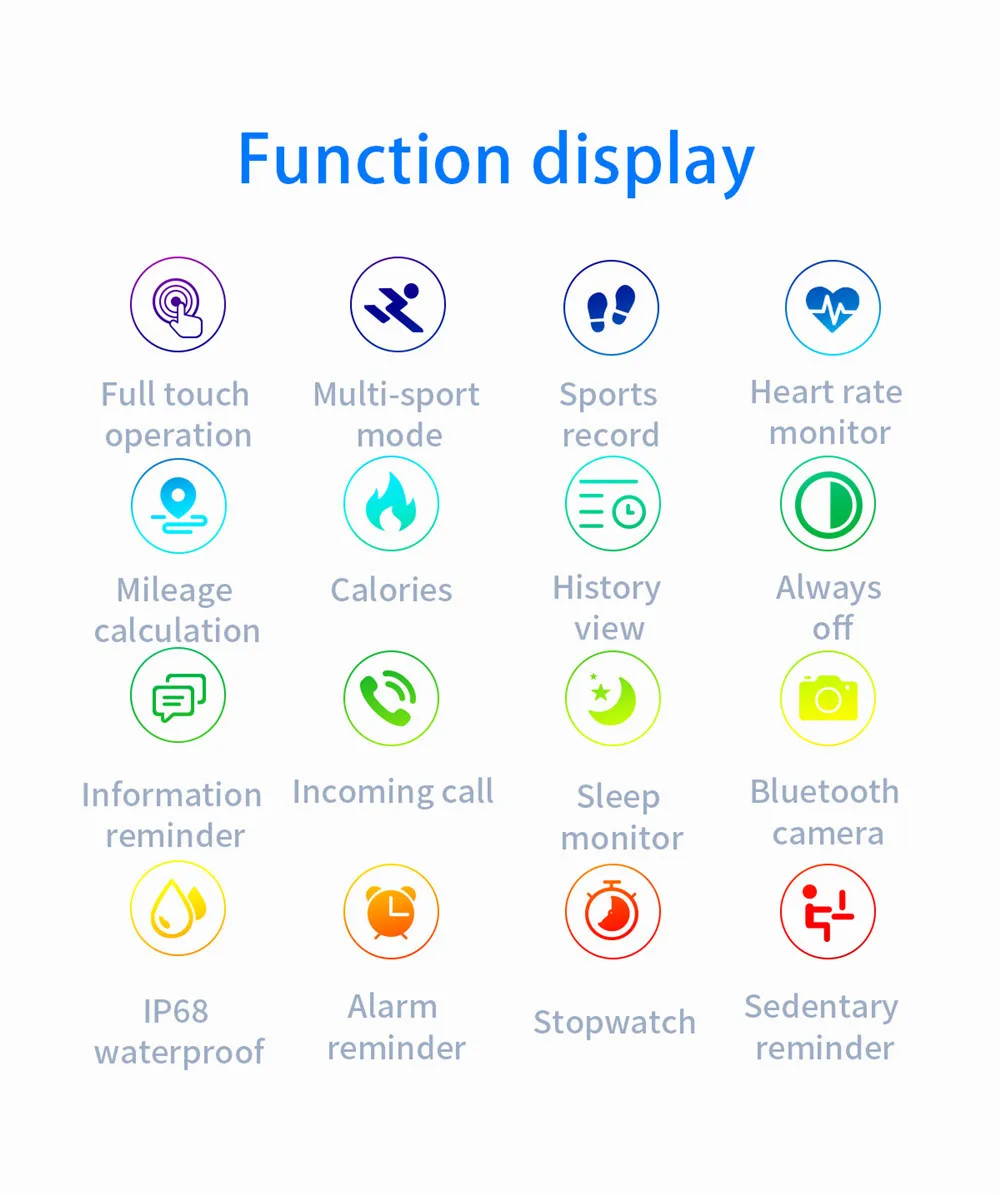 

Smart Watch Men Women Blood Pressure Fitness Tracker Smartwatch IP68 Waterproof Full Touch Sport Watches For Android IOS