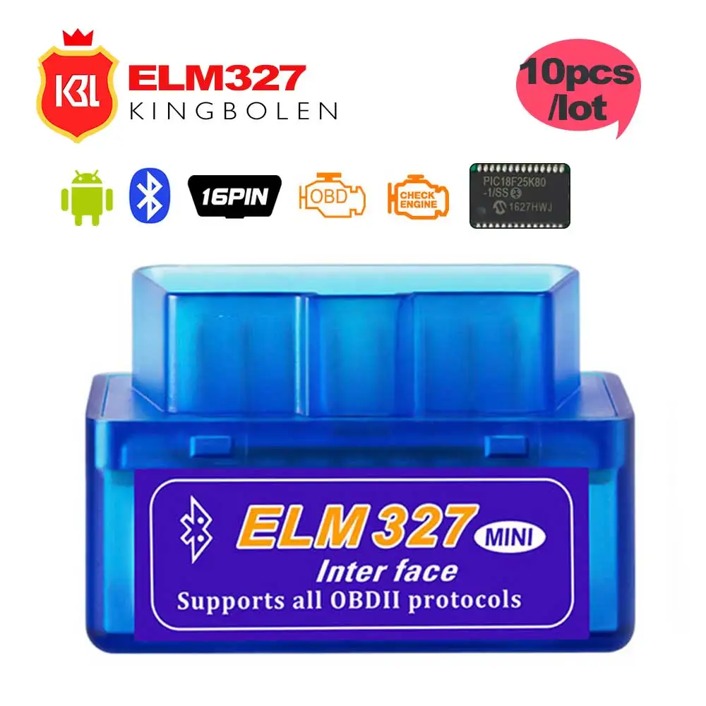 10 шт./лот ELM327 V1.5 Bluetooth чип PIC1825K80 FM OBD2 диагностический инструмент ELM 327 OBD II сканер |