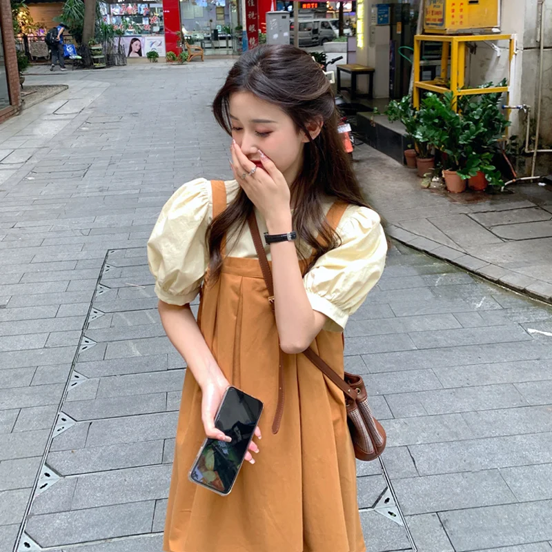 Женское платье на бретельках Длинное свободное макси в Корейском стиле для