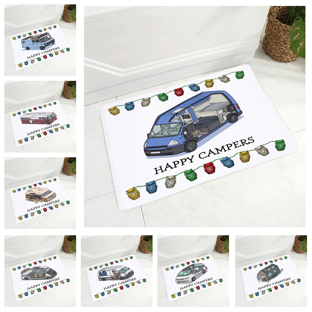 Happy Campers дверной коврик Декор Van Life мультяшный дом путешествия автомобильный