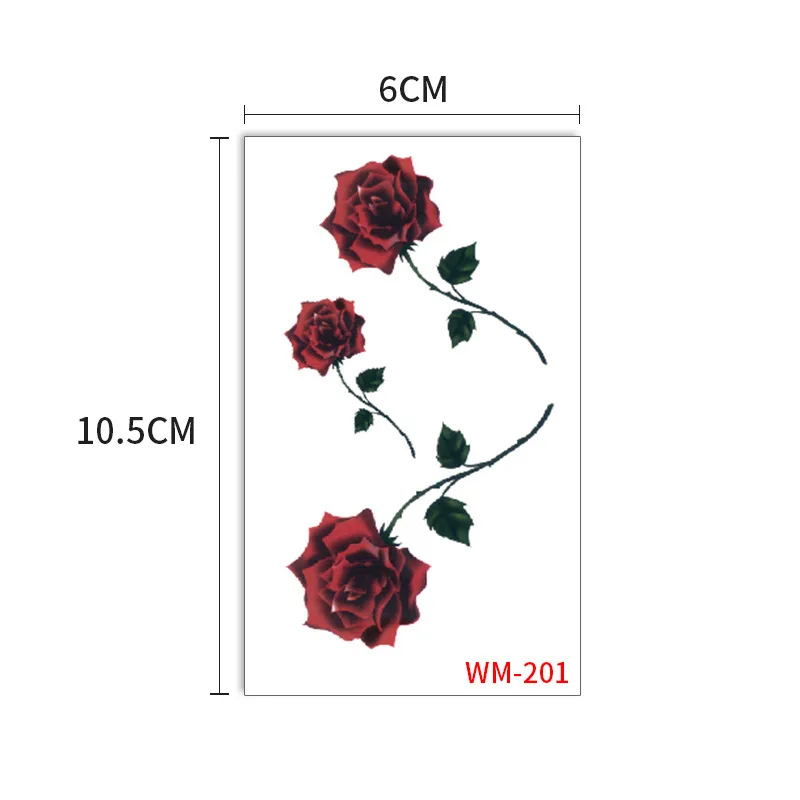 Водонепроницаемый временная татуировка Стикеры Красная роза цветок арт тату