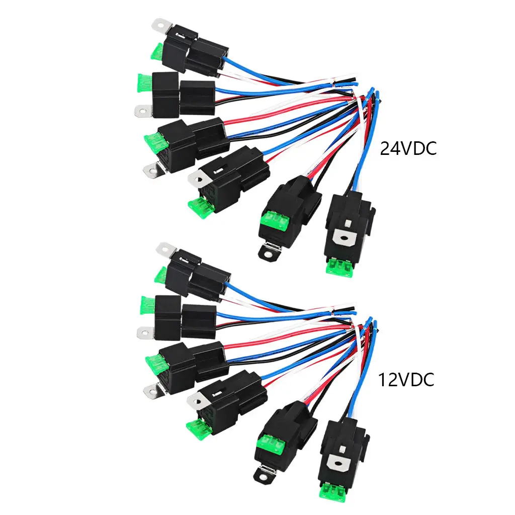 

6 Piece Fuse Relay Switch Replacement Parts 30A Harness Kit Fit for Equipment Appliances Automotive Car