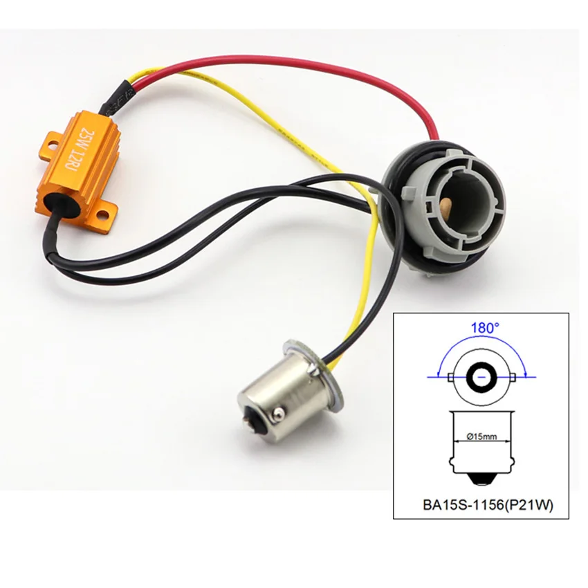 AMYWNTER 1156 BA15S BAU15S P21W 1056 PY21W автомобильный декодер компенсатора светодиодный нагрузочный резистор Автомобильная сирена, легкая в установке, 12В 25W Canbus не мерцает декодер - Цвет: BA15S-Socket