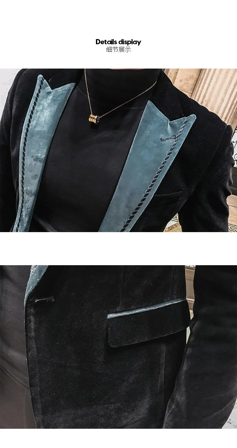Замшевый костюм мужские Клубные блейзеры slim fit para caballero мужские Клубные костюмы куртки для вечеринок бархатный черный Стиль Блейзер с пайетками