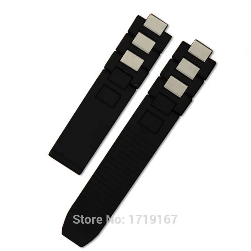 20 * 10 mm Silicone Rubber Watch Band Stainless steel Strap for Chronoscaph 21 Black
