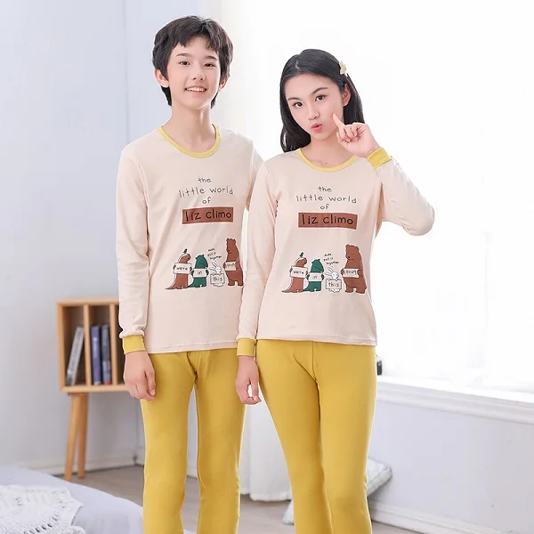 teens-02 Новая одежда для подростков комплект одежды для детей, пижамные комплекты для больших мальчиков и девочек хлопковая одежда для сна для мальчиков и девочек пижамы с длинными рукавами, Детская домашняя одежда - Цвет: teens-02