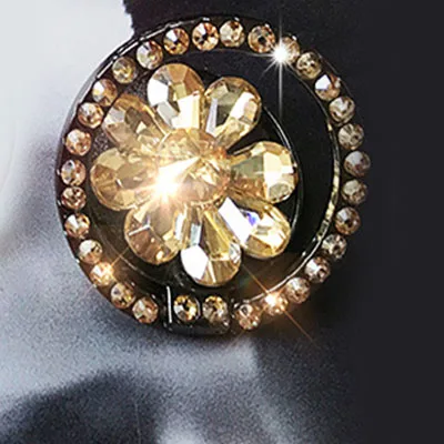 yellow Кронштейн Rhinestone держатель телефонного звонка универсальный металлический Алмазный телефонная розетка поворотный штифт кольцо стойка круглый кронштейн держатель - Цвет: yellow