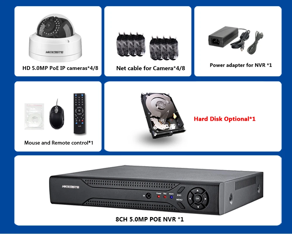 H.265 5MP POE NVR аудио в системе 8 шт. 48 в супер 2592X1944 Купольные Камеры видеонаблюдения комплект Onvif 8CH видеонаблюдения сетевое записывающее устройство в комплекте