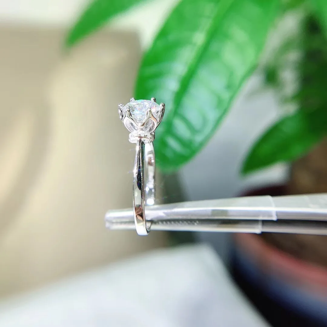 Kkmall магазин круглое серебряное кольцо Moissanite 1.00ct D VVS роскошное свадебное кольцо Moissanite для женщин