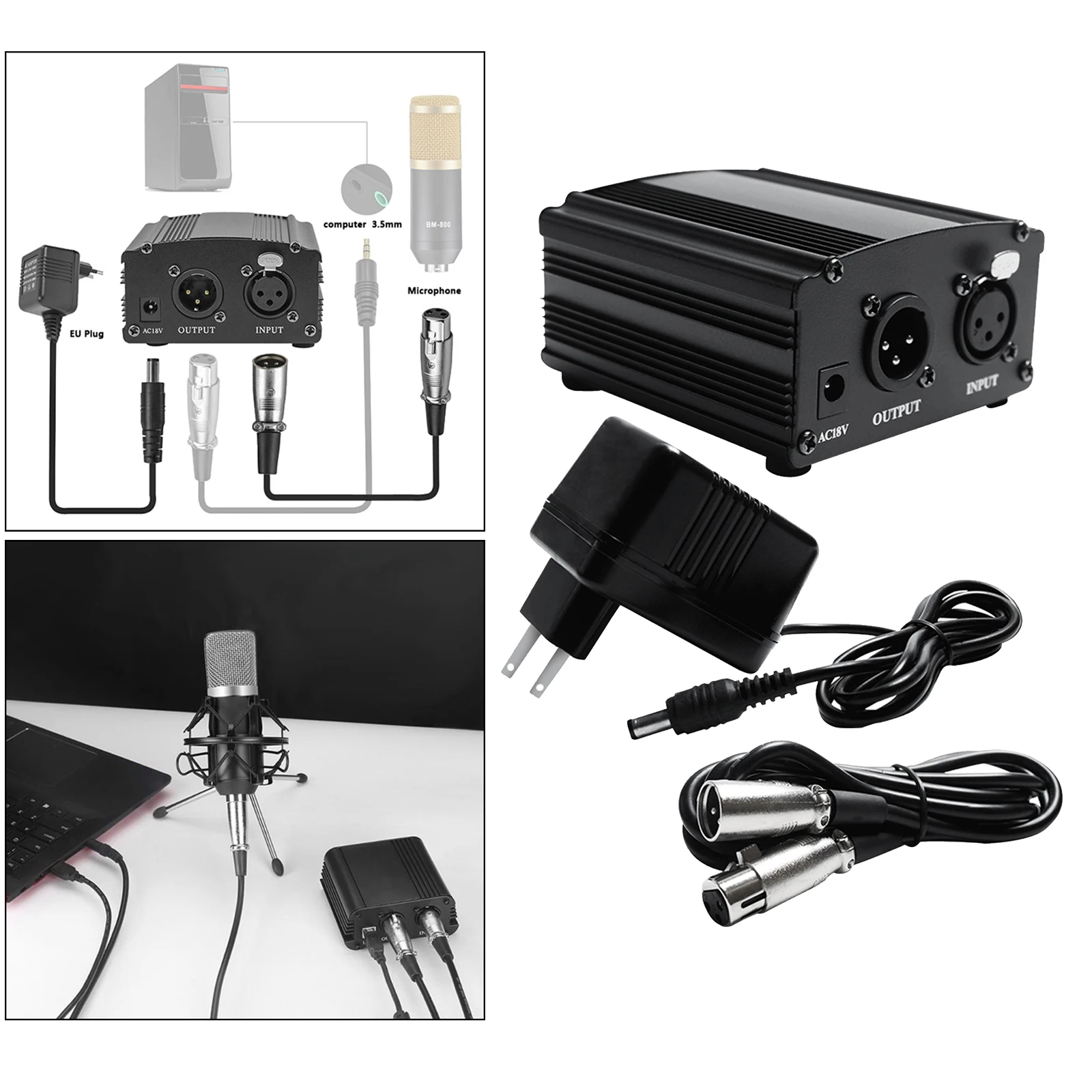 48V Phantom Питание питание + XLR 3 Pin кабель для конденсаторный микрофон музыка Запись