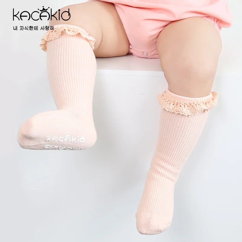 От 0 до 4 лет носки для маленьких девочек кружевные хлопковые высокие в полоску